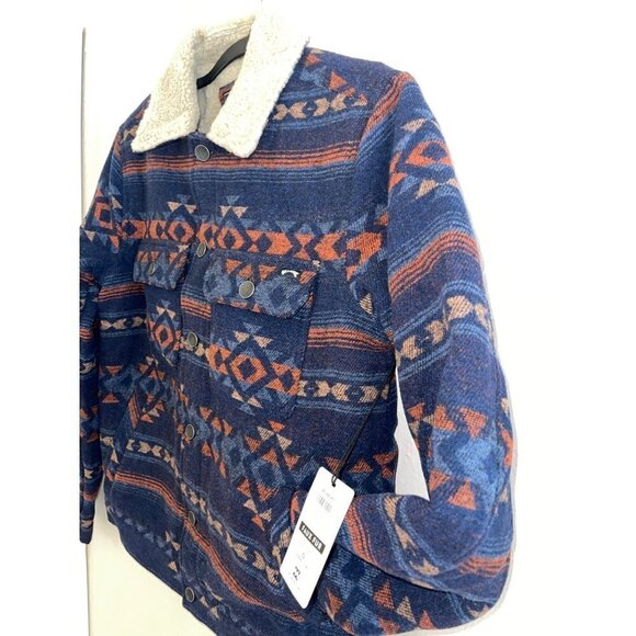 Billabong Fleece Lined Aztec Geometric Collared Jacket Pockets SZ S NEW - Picture 3 of 14